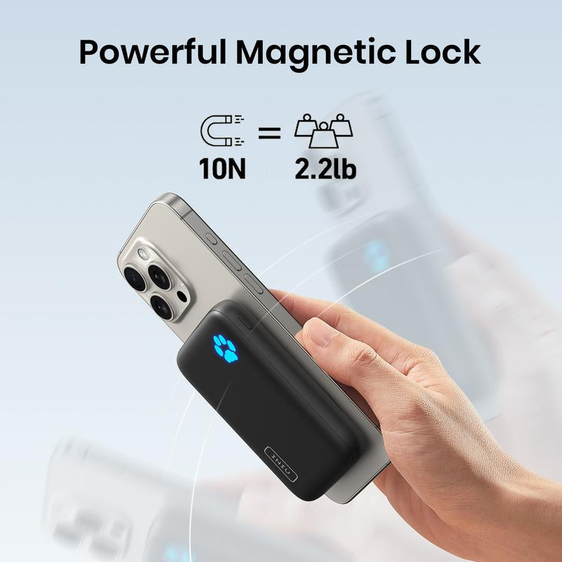 INIU Magnetic Power Bank, 10000Mah 20W PD QC3.0 Wireless Portable Charger Fast Charging, USB C In&Out External Pack, Compatible with Iphone 16 15 14 13 12 Pro Max Mini and Mag-Safe Battery Pack Smartphone Chargeable Batteries